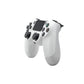White wireless gaming controller with touchpad and dual analog sticks