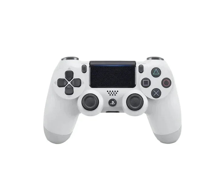 White wireless gaming controller with touchpad, isolated on white background