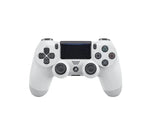 White wireless gaming controller with touchpad, isolated on white background