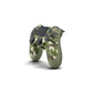 Green camouflage wireless PS4 DualShock controller with buttons and touchpad on white background