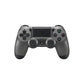 Gray wireless game controller with dual joysticks and button layout on white background
