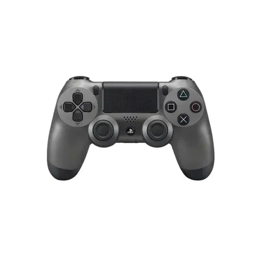 Gray wireless game controller with dual joysticks and button layout on white background