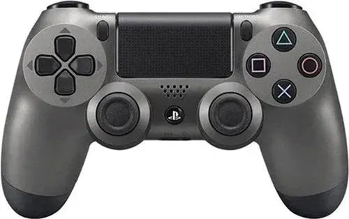 Gray PlayStation wireless gaming controller with analog sticks and directional buttons